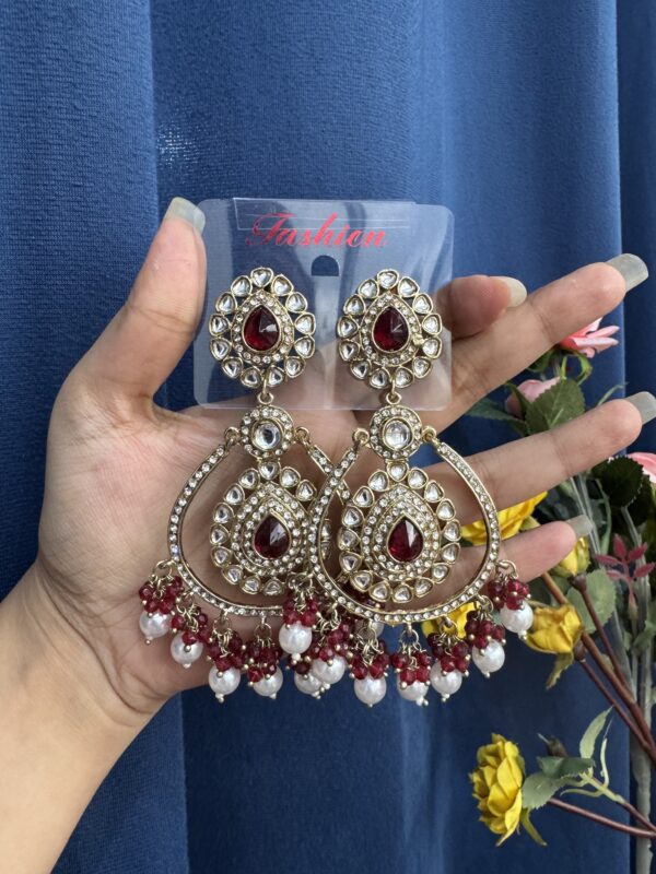 Ritika Premium Earrings - Red