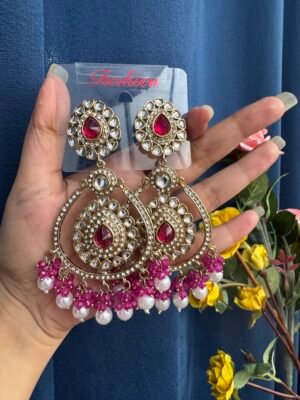 Kirti Premium Earrings – Dark Pink