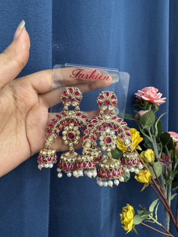 Alisha Premium Earrings - Dark Pink