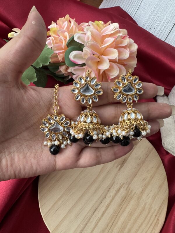 Zarine Kundan Set - Black - Image 3