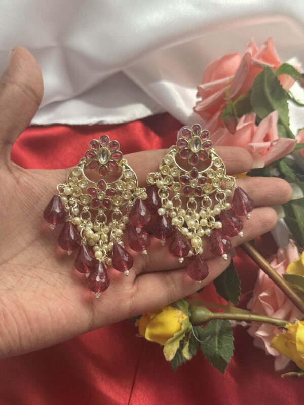 Drishti Kundan Earrings - Wine