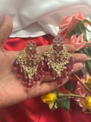 Drishti Kundan Earrings – Wine