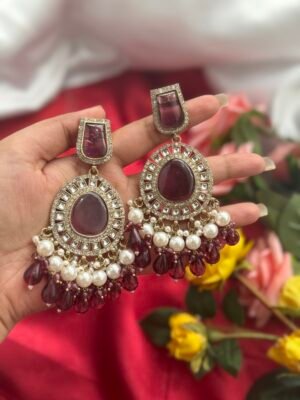 Rizwana Kundan Earrings – Purple