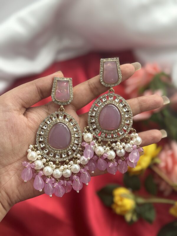 Rizwana Kundan Earrings - Lavender