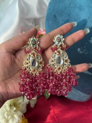 Premium Meenakari Earrings – Pink