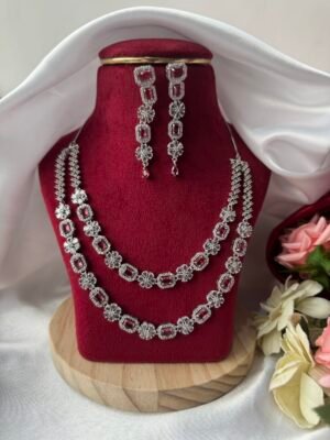 Avantika 2 Layer American Diamond Set – Ruby