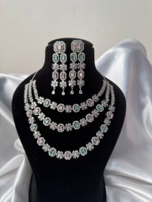Avneet 3 Layer American Diamond Set – Multi