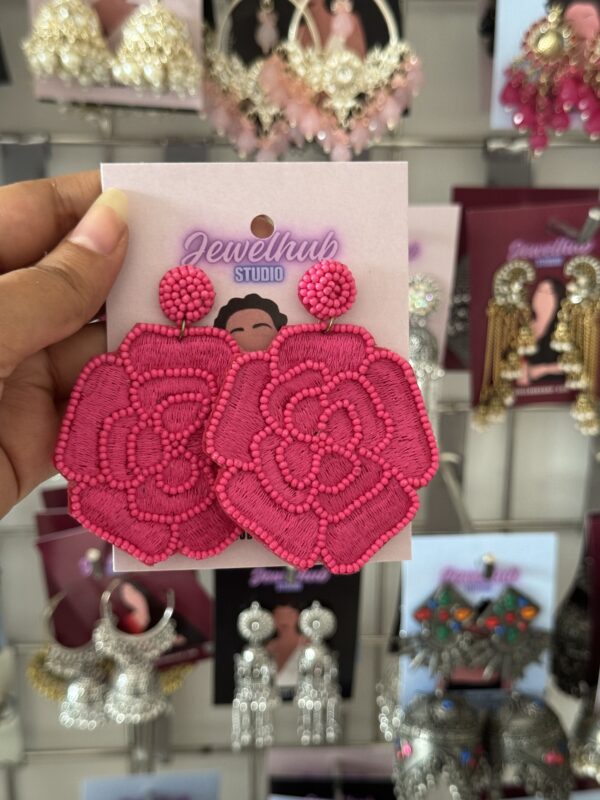 Handmade Pink Rose Earrings