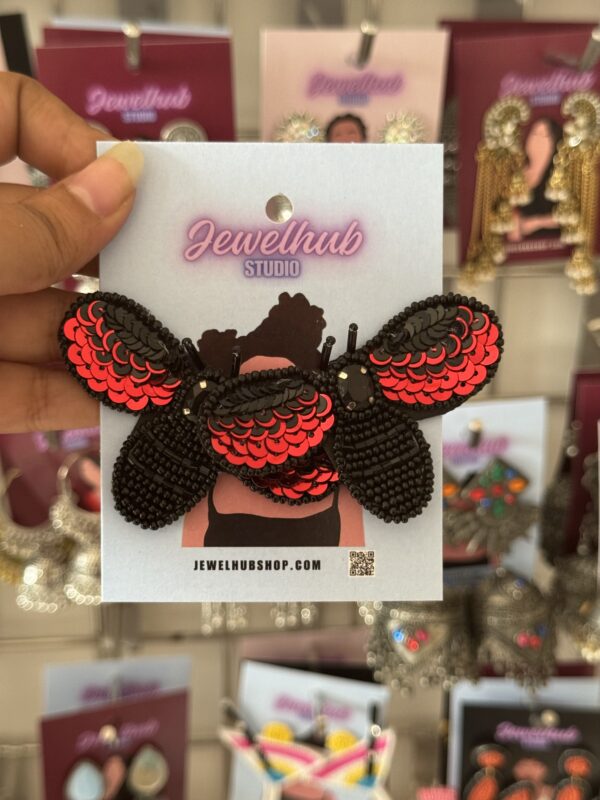 Handmade Red Bee Earrings