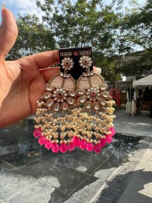 Farha Kundan Earrings – Pink