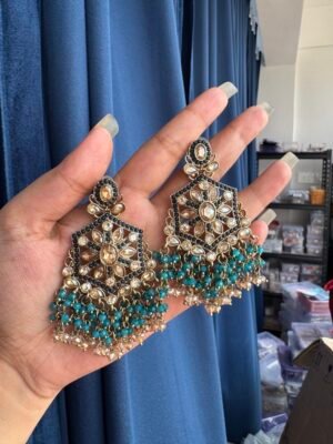 Urmila Premium Earrings – Teal Blue