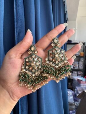Urmila Premium Earrings – Dark Green