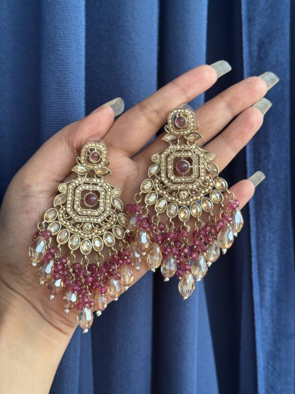 Palak Premium Earrings - Wine