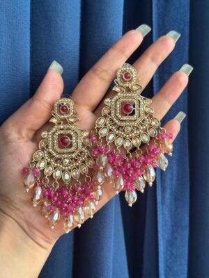 Palak Premium Earrings – Dark Pink