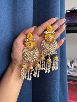 Nisha Meenakari Earrings – Yellow