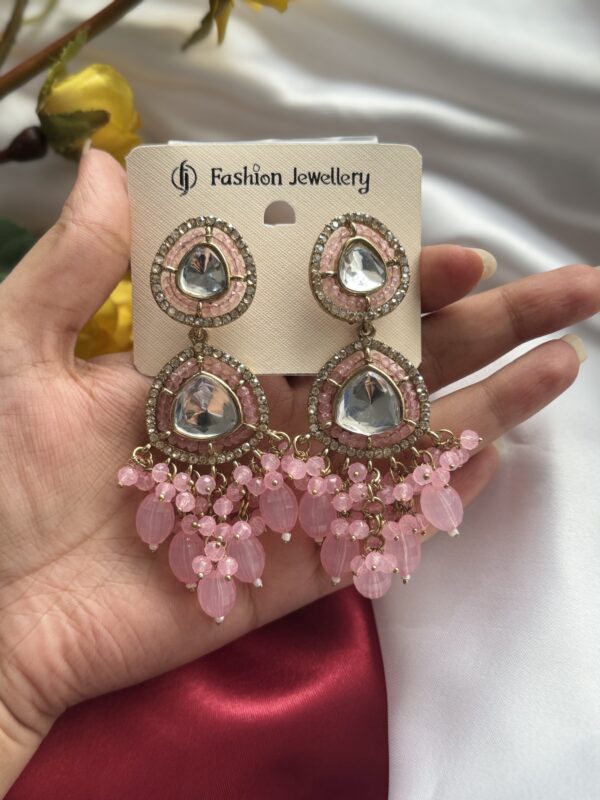 Harshini Kundan Earrings - Light Pink
