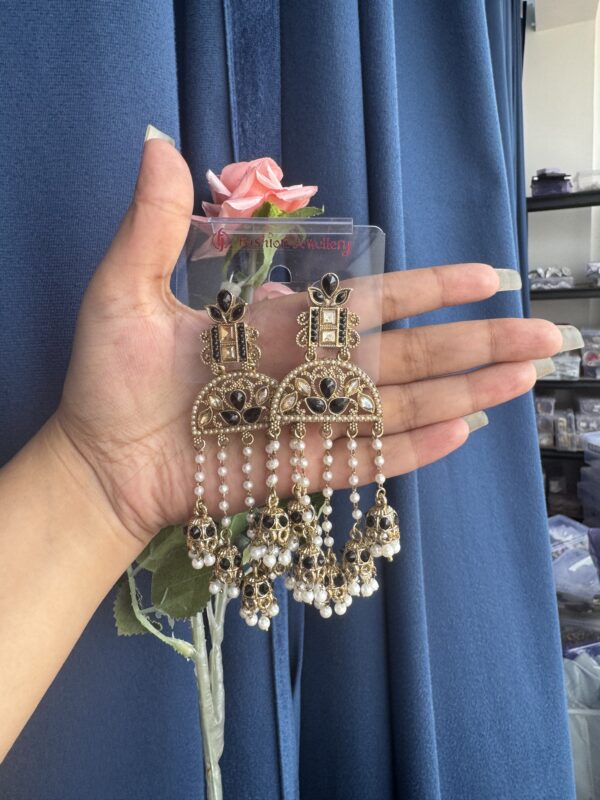 Dimpy 5 Jhumki Earrings - Black
