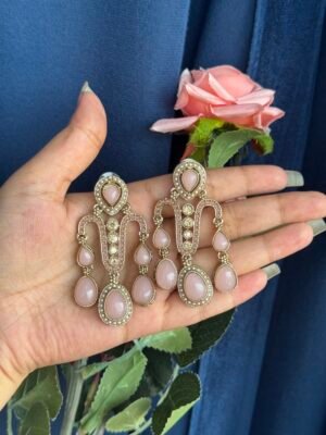 Jeevika Stone Earrings – Light Pink
