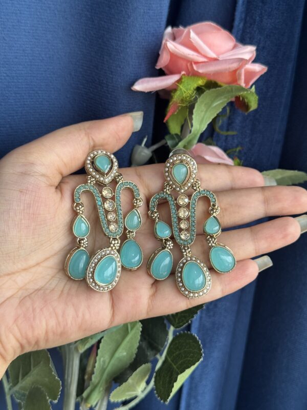 Jeevika Stone Earrings - Light Blue