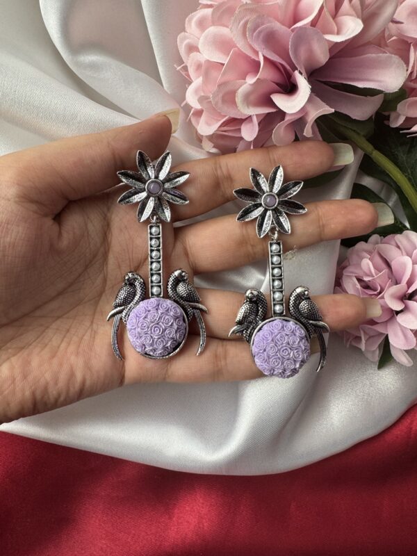 Unique Flower Earrings - Lavender