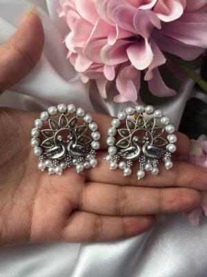 Bird Peal Studs – White