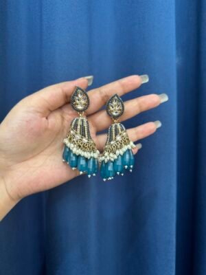 Chitra Jhumka – Teal Blue