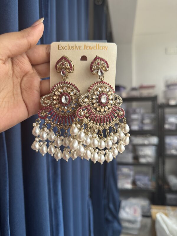 Rani Premium Earrings - Dark Pink