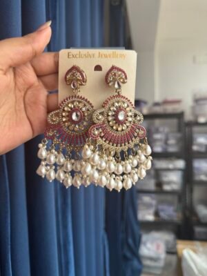 Rani Premium Earrings – Dark Pink