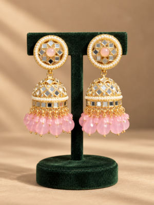 Avantika Mirror Jhumka – Pink