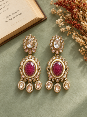 Premium Zirconia Earrings – Wine