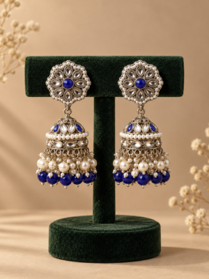 Kira Kundan Jhumka – Dark Blue