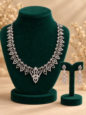 Vanshika white American Diamond necklace set with earrings