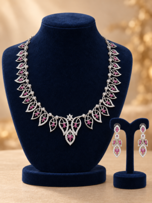 Vanshika wine American Diamond necklace set with earrings