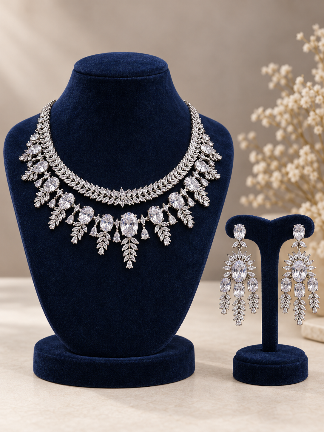 Kareena White American Diamond Jewellery Set - Image 2