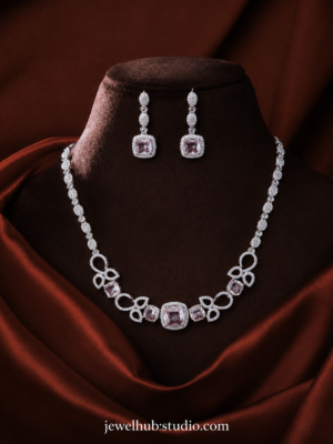 Varshika Premium American Diamond Set – White