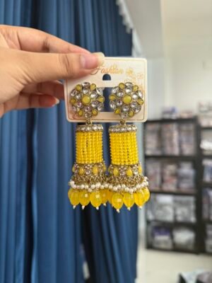 Anusha Kundan Jhumka – Yellow