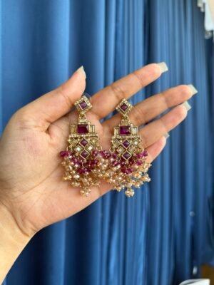 Dharni Kundan Earrings - Purple