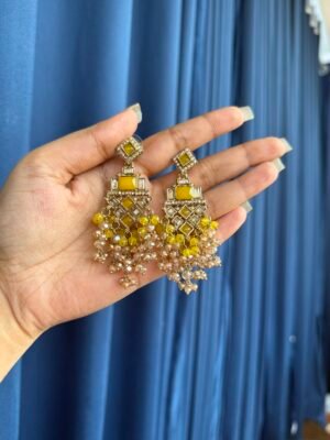 Dharni Kundan Earrings - Yellow