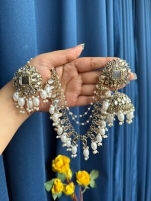 Nirali Kundan Earrings With Mangtika