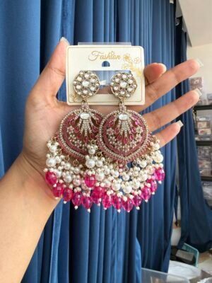 Rhea Premium Earrings – Dark Pink