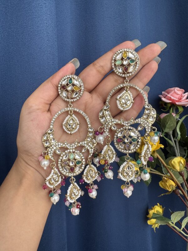 Sonakshi Premium Chandbali Earrings - Multi
