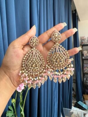 Ridhima Kundan Earrings – Light Pink