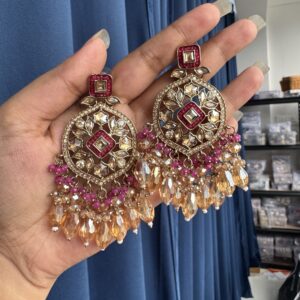 Jasmine Premium Earrings - Dark Pink