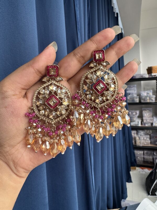 Jasmine Premium Earrings - Dark Pink