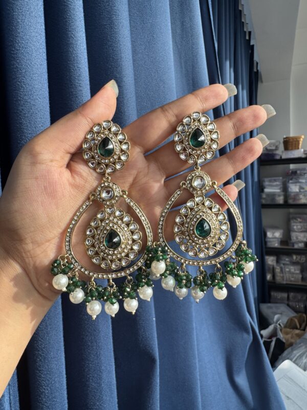 Kirti Premium Earrings - Dark Green