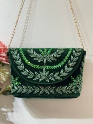 Green Designer Velvet Bag