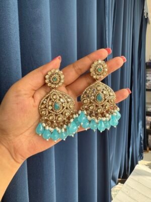 Seema Kundan Chandbali – Light Blue
