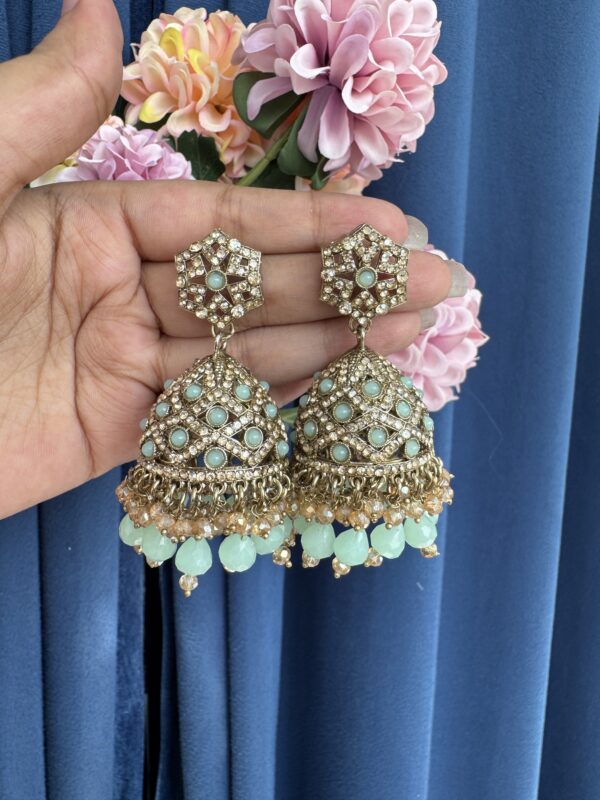 Bareilly Premium Jhumka - Mint Green