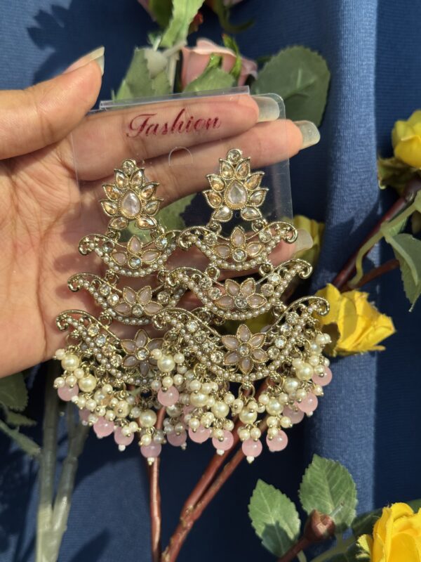 Ragini Premium Earrings - Light Pink
