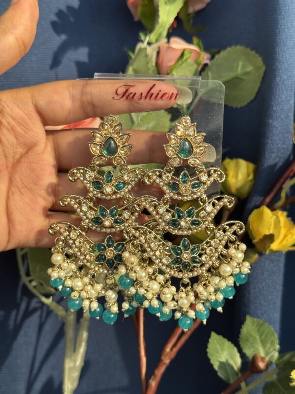 Ragini Premium Earrings - Teal Green